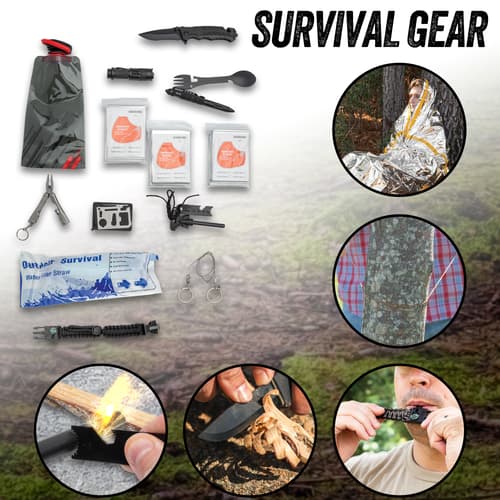 Survival gear included.